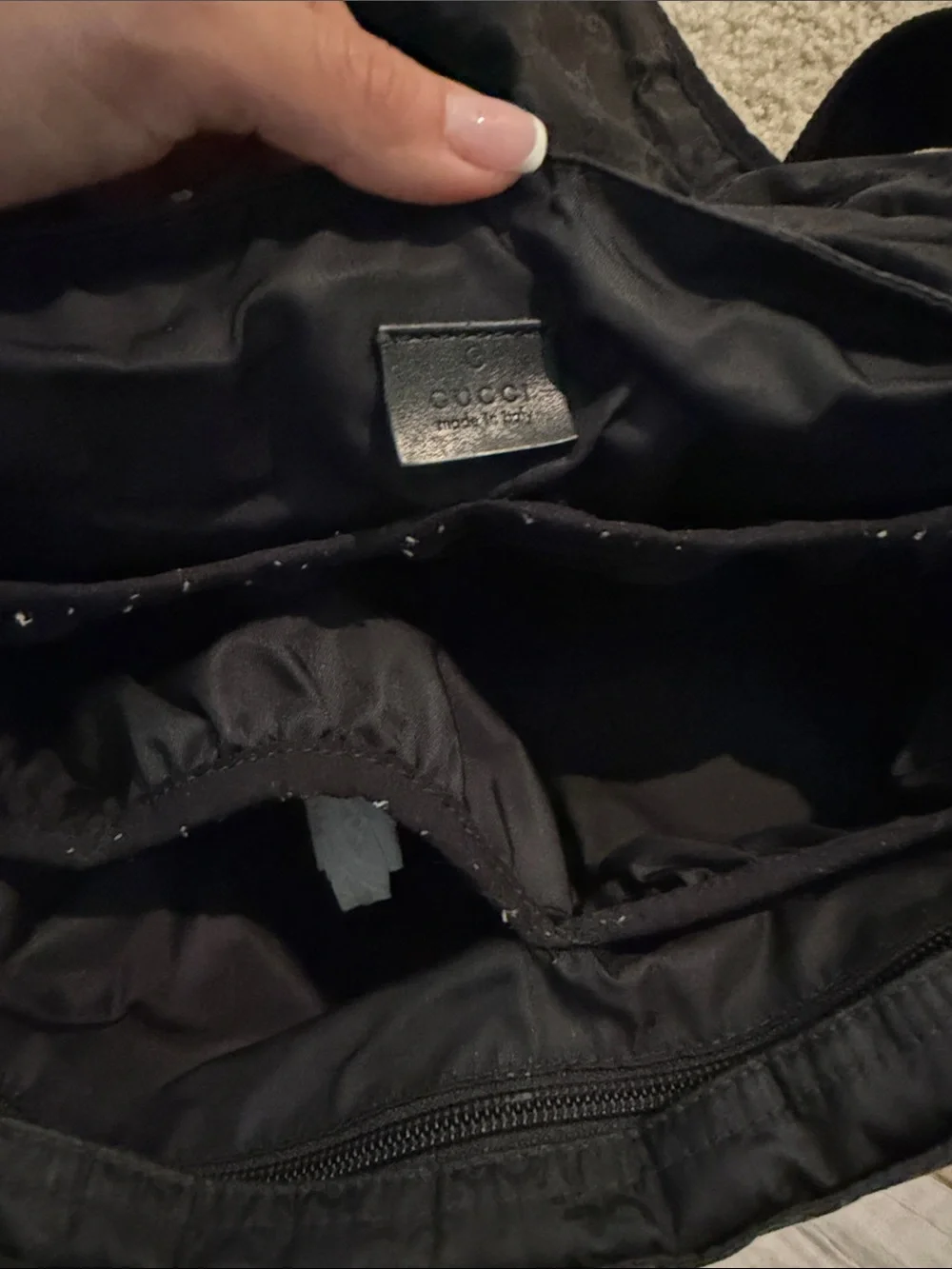 Gucci Black GG Monogram Diaper Bag